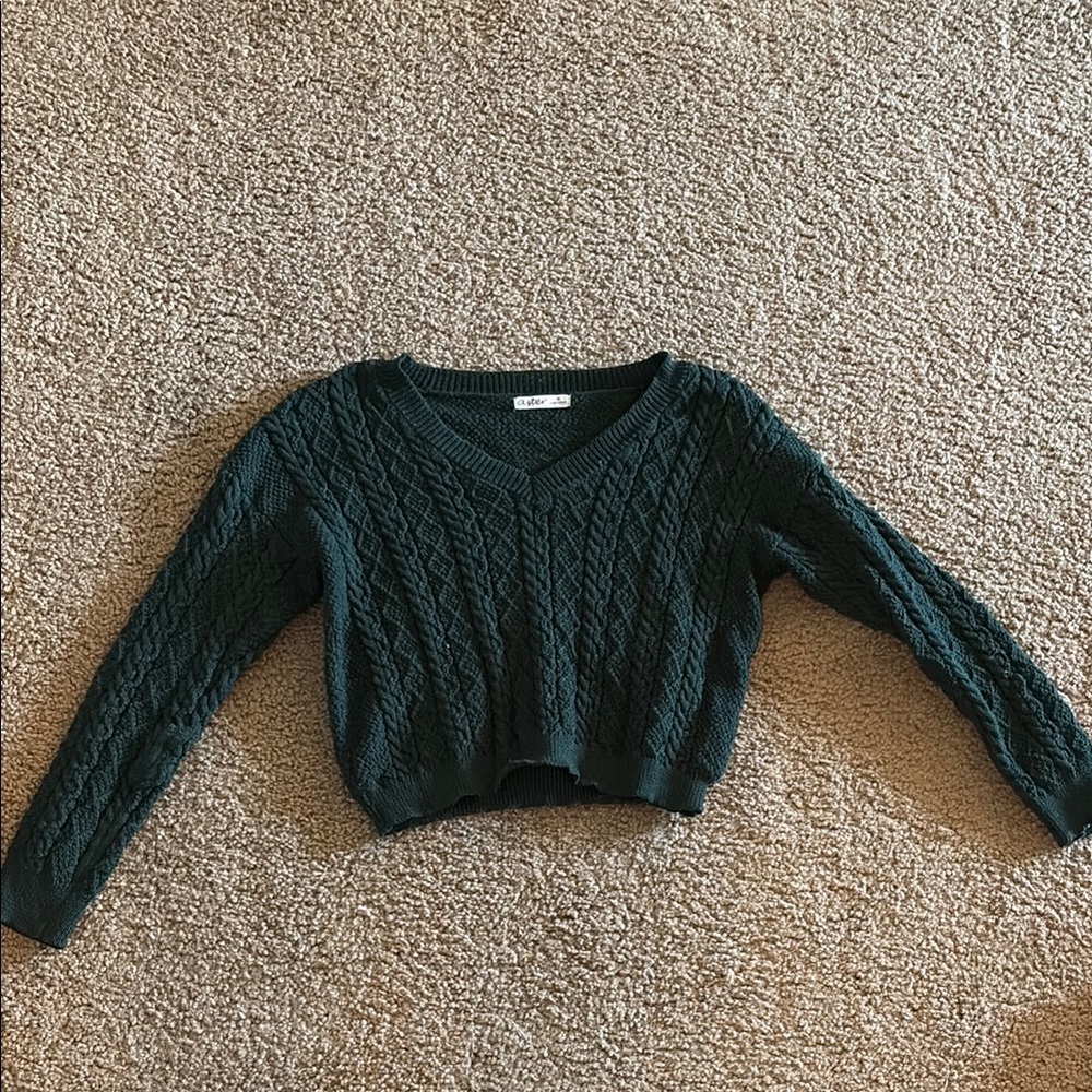 Aster Dark Green Cable Knit Sweater